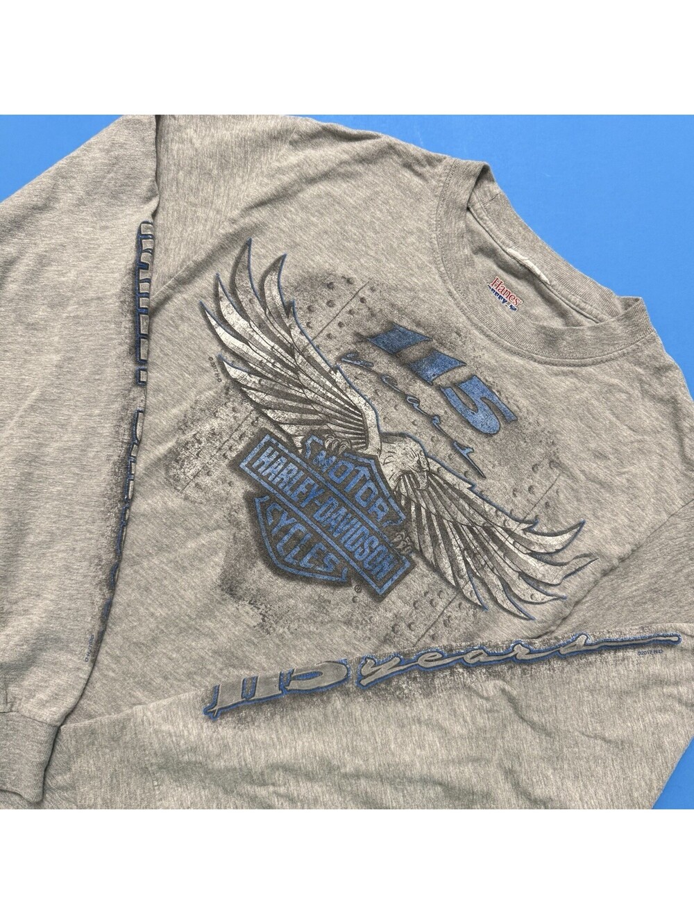 2017 Harley-Davidson Hanes 115 Years Steel Horse Long Sleeve‎ Gray Shirt
